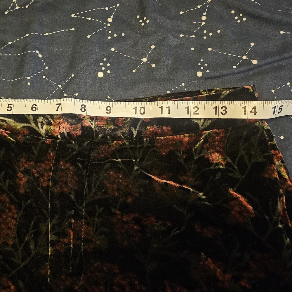 Zara The Charlotte Pant Flare Black Red Floral Velvet Sz S - Picture 6 of 10